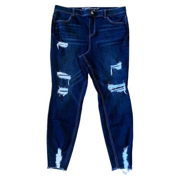 Maurice’s Women’s “M” XL Super High Rise Dark Wash Tapered Ripped Stretch Denim - Picture 2 of 6